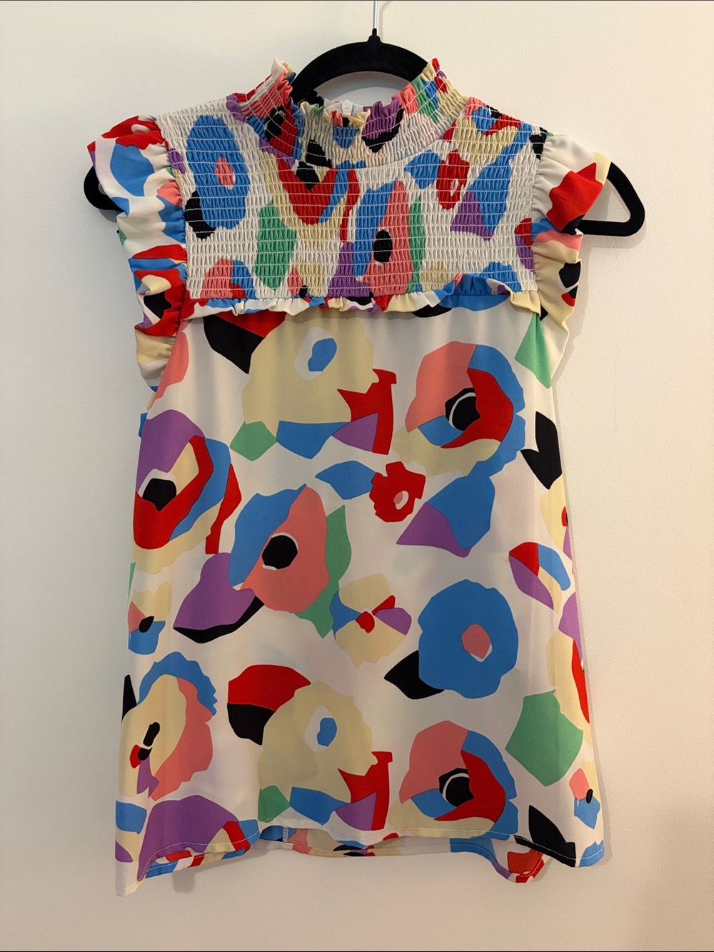 Multicolor Floral Smocked Neck Dress
